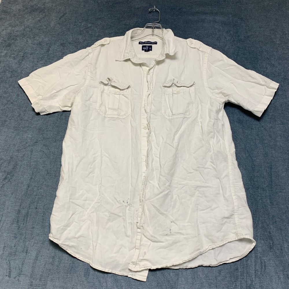 Old Navy A Just Normal Twill Shirt Mens Large Tall White Regular Fit Button Up